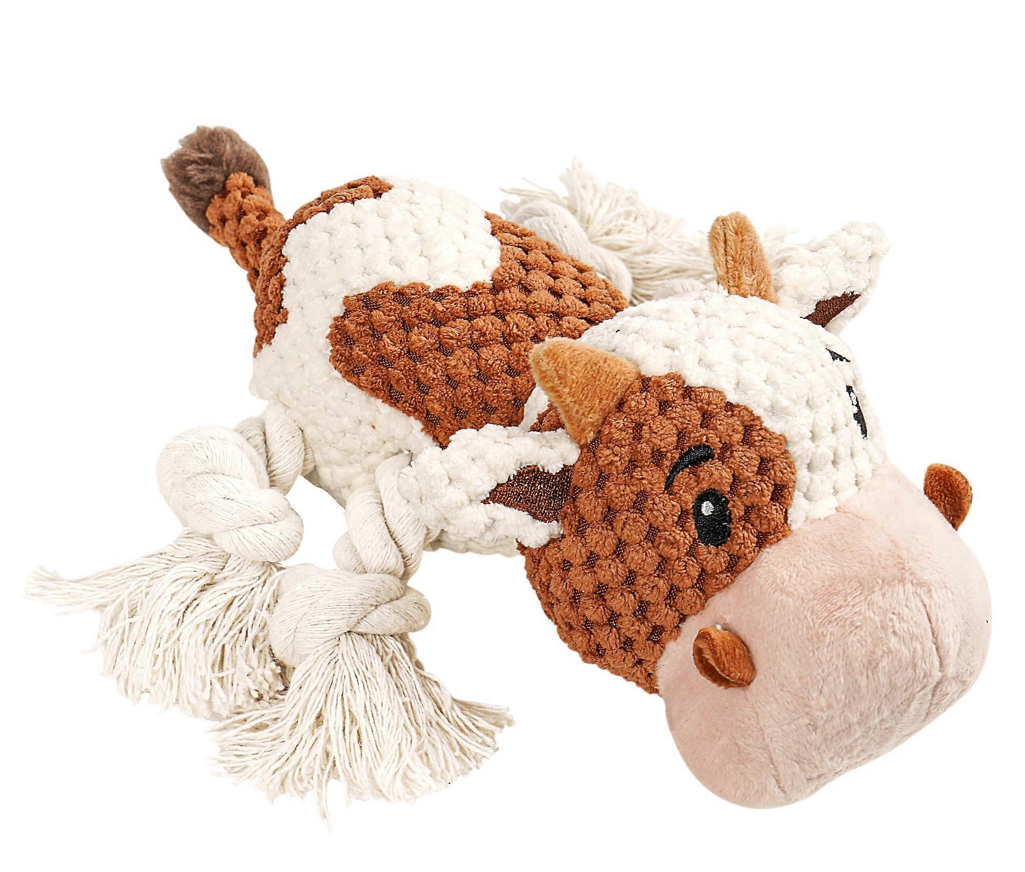 Dog Squeak Toy for Large Dogs - Plush Toy for Aggressive Chewers, Durable Brown and White Design