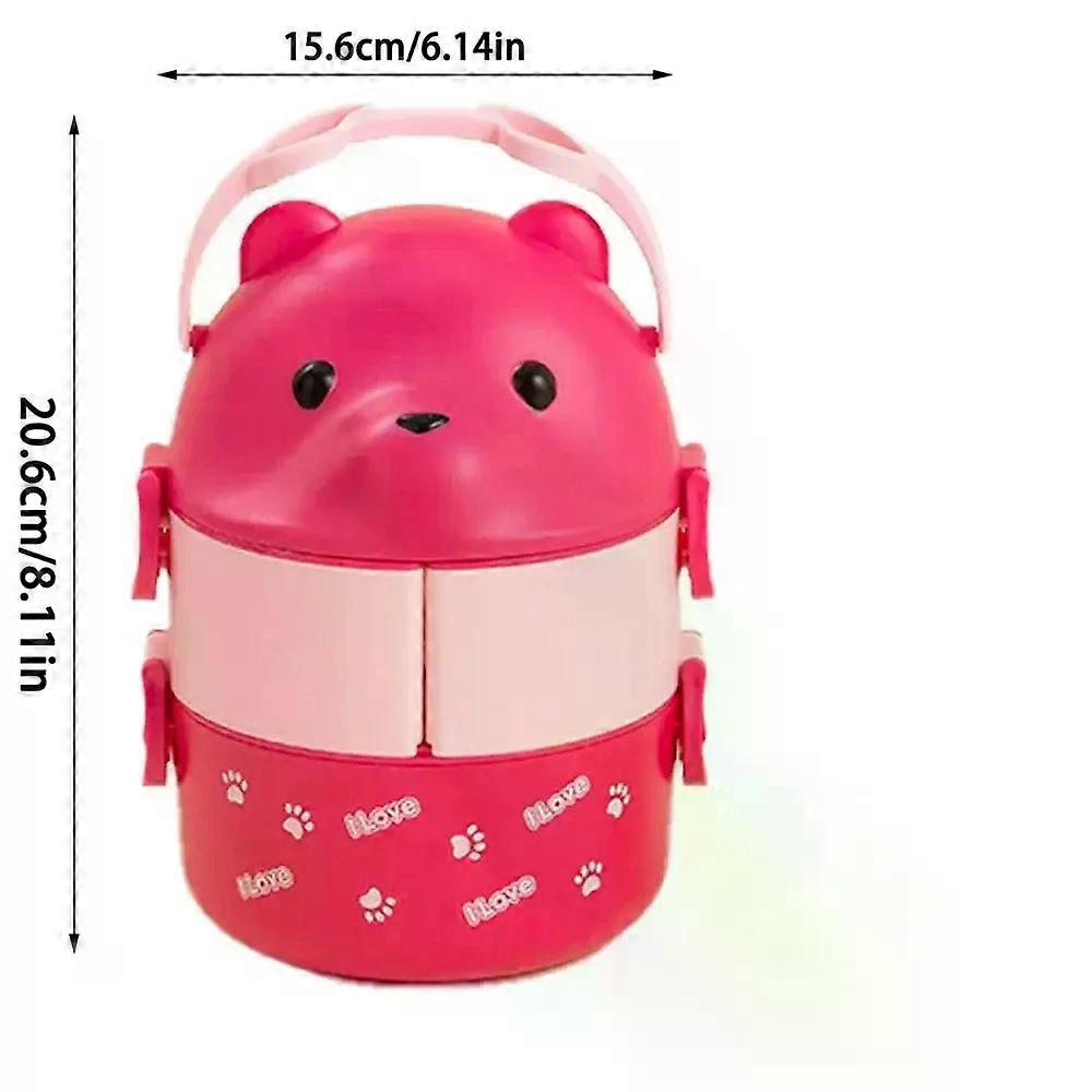 Stackable Bento Box Portable Cute Cartoon Children Lunch Box Double Layer Food Storage Container Eyeglass Bear Thermal Bento Box