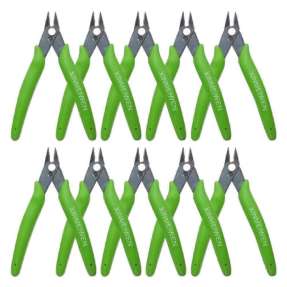 10Pack Wire Cutters Precision Electronic Flush Cutters Mini Pliers Cutting for Ultrafine Cutting Needs (Grass Green)