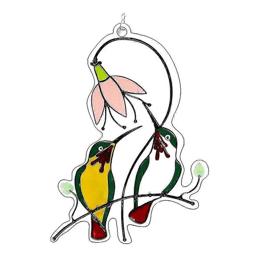 Stained Glass Birds Window Panel Hanging