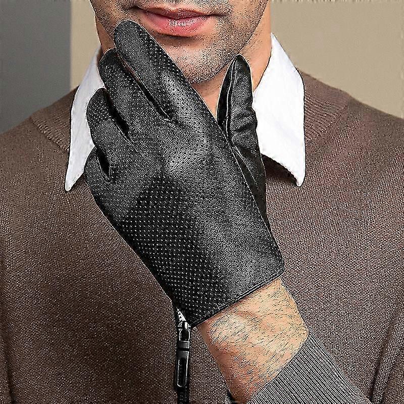 Schaffell-Lederhandschuhe Herren Fahrhandschuhe Dünner atmungsaktiver Touchscreen Männliche Fäustlinge