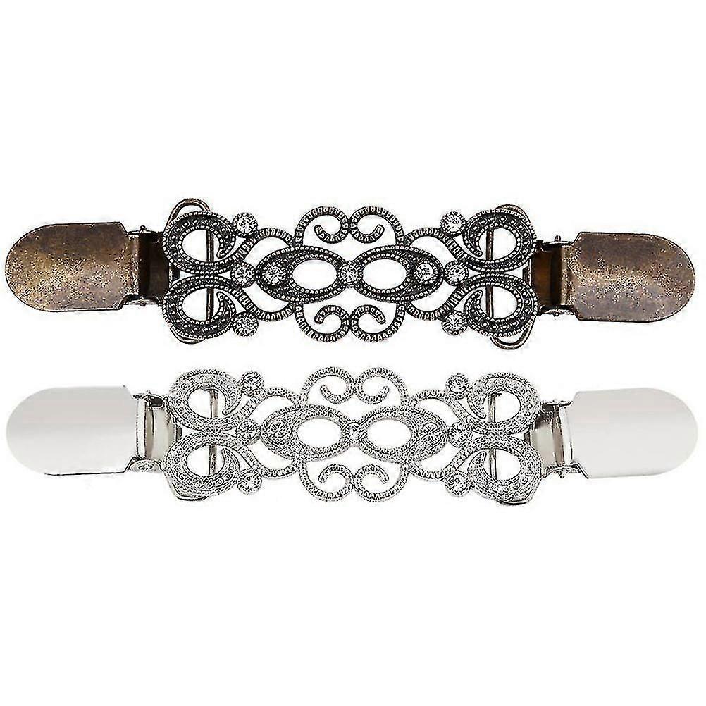 2 Pcs Sweater Clips Useful Unique Delicate Creative Creative Collar Clips Alloy Scarf Clips