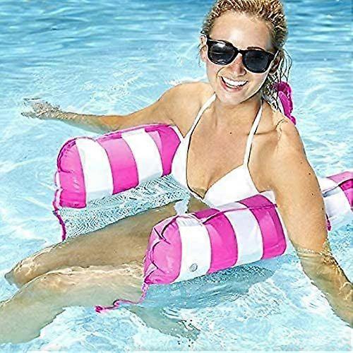 Water Hammock Inflatable Pool Floats with 4Pcs Inflatable Drink Holders, Portable Water Pool Hammock Drifter Saddle Lounger Chair Drink Floats Inflata