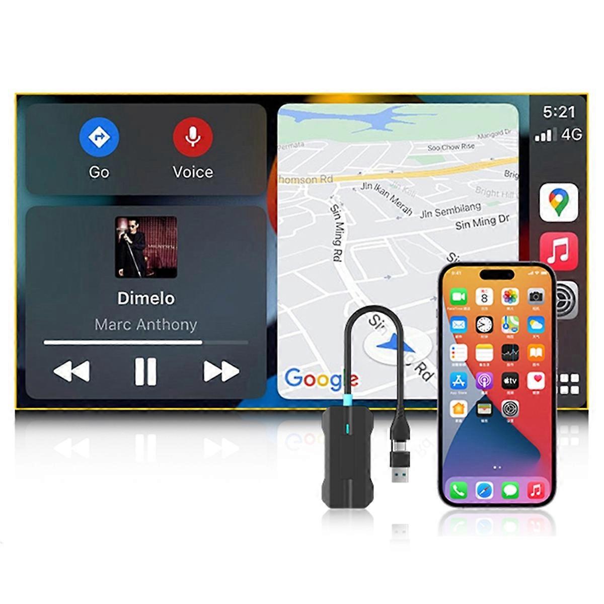 Carplay Wireless Adapter Converts Wired to Wireless CarPlay Dongle Plug Play Wireless Adapter Connec