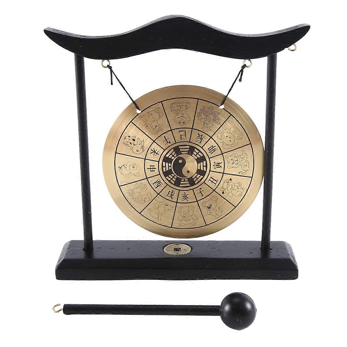 Desktop Gong - Feng Shui Brass Gong Desktop Ornament,Chinese Zodiac