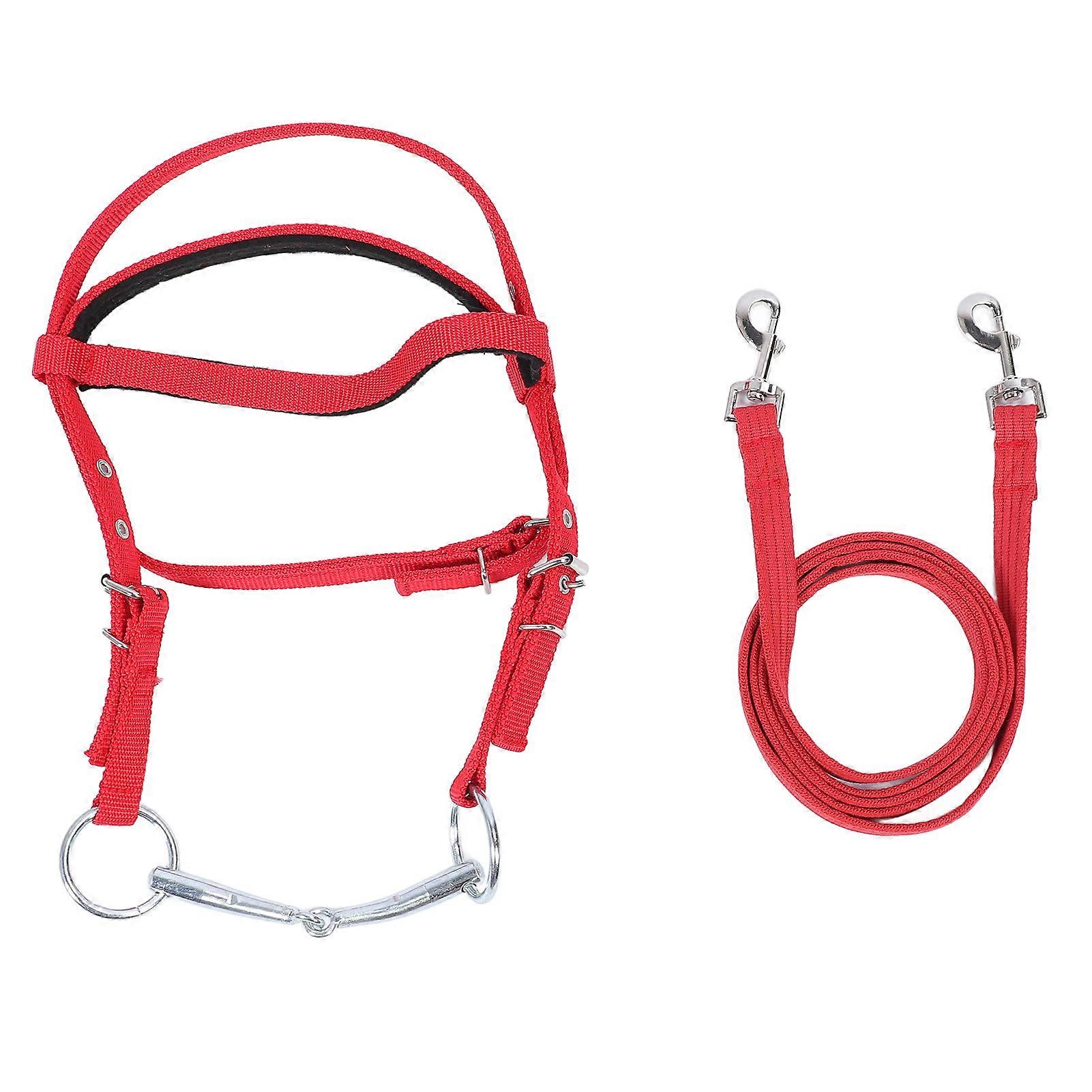 Horse Bridle Rein Nylon Stylish Adjustable Horse Bridle Headstall Equestrian Rein Red L( For Horses with Shoulder Height of 1.3 Meters and Above )