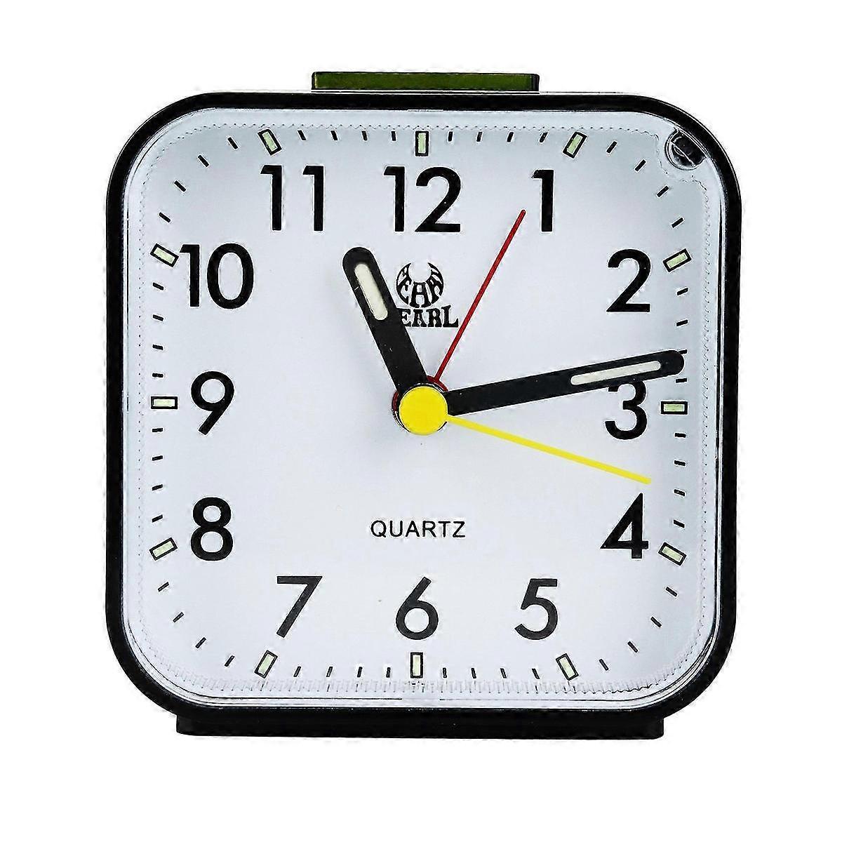 silent alarm clock with luminous display and snooze light, battery powered bedside table clock