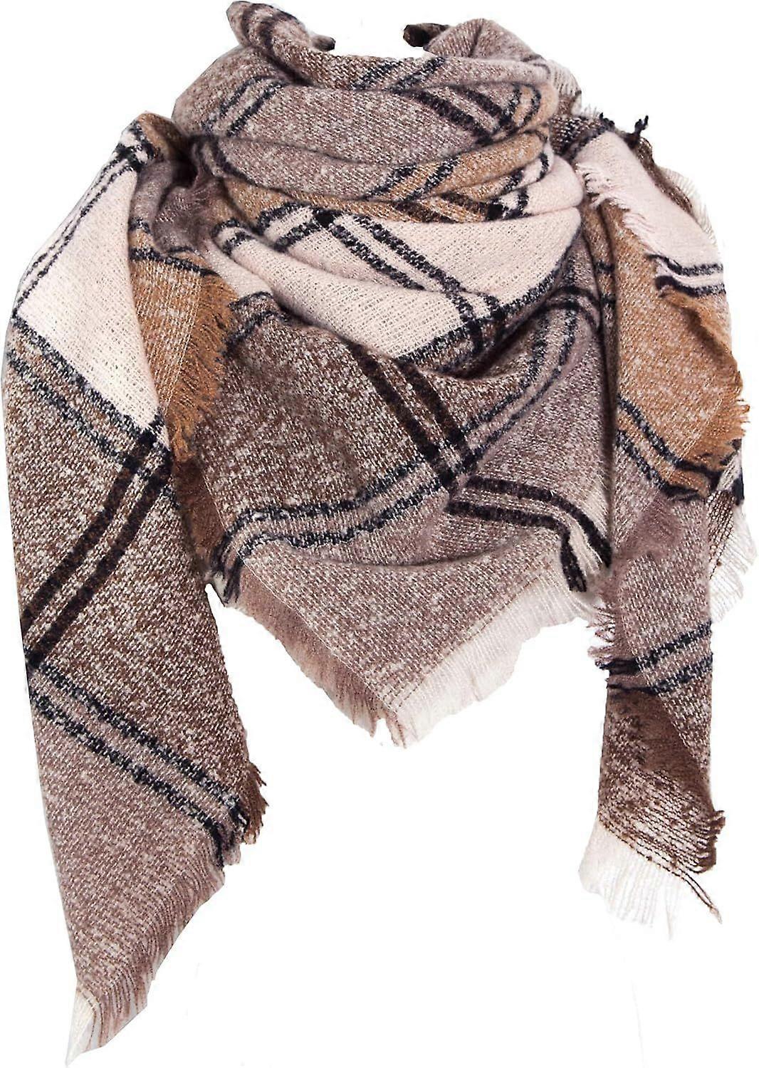 2025 Dernier Modèle Femmes Hiver Écharpes Écharpe Chaude Demi Châles Triangle Foulards Rayure Plaid