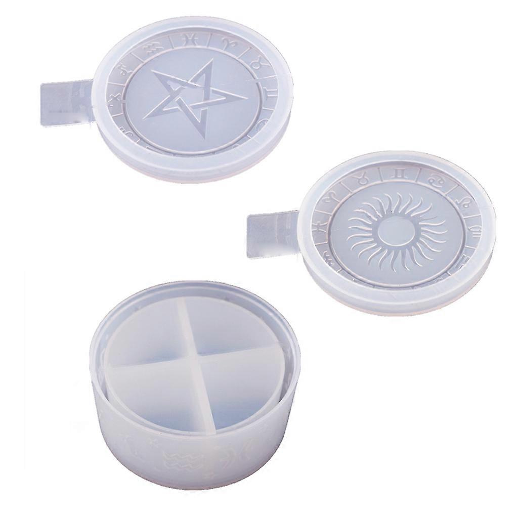 12 Constellation Storage Box Resin Casting Mold with for Sun Star Lids Storage Container Epoxy Resin Casting Silicone Mo