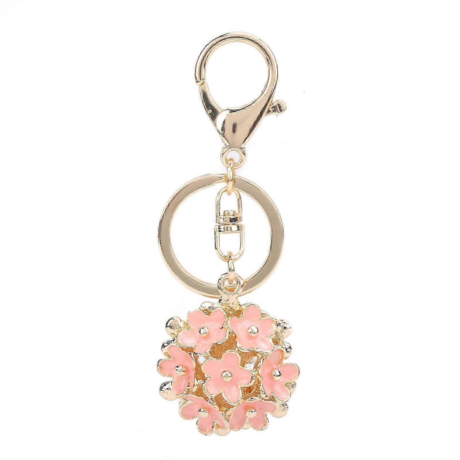 Key Chain with Key Ring / Hook Small Daisy for Backpack Handbag Wallet Car Interior DecorPink