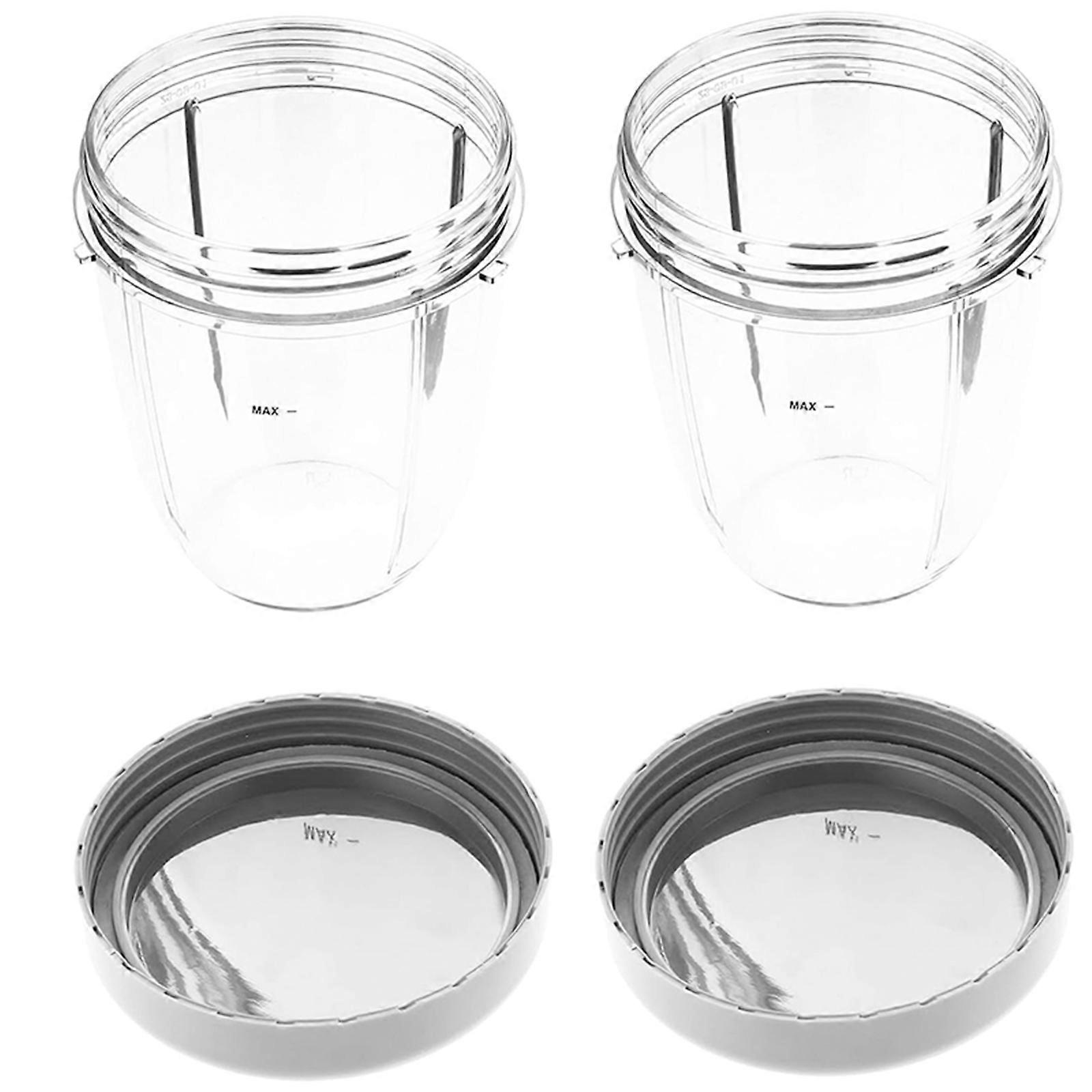Plastic Juice Cup and Lids Replacement Juicing Machine Part Plastic Blender Mugs and Lids for 600W/900W Juicing Machines
