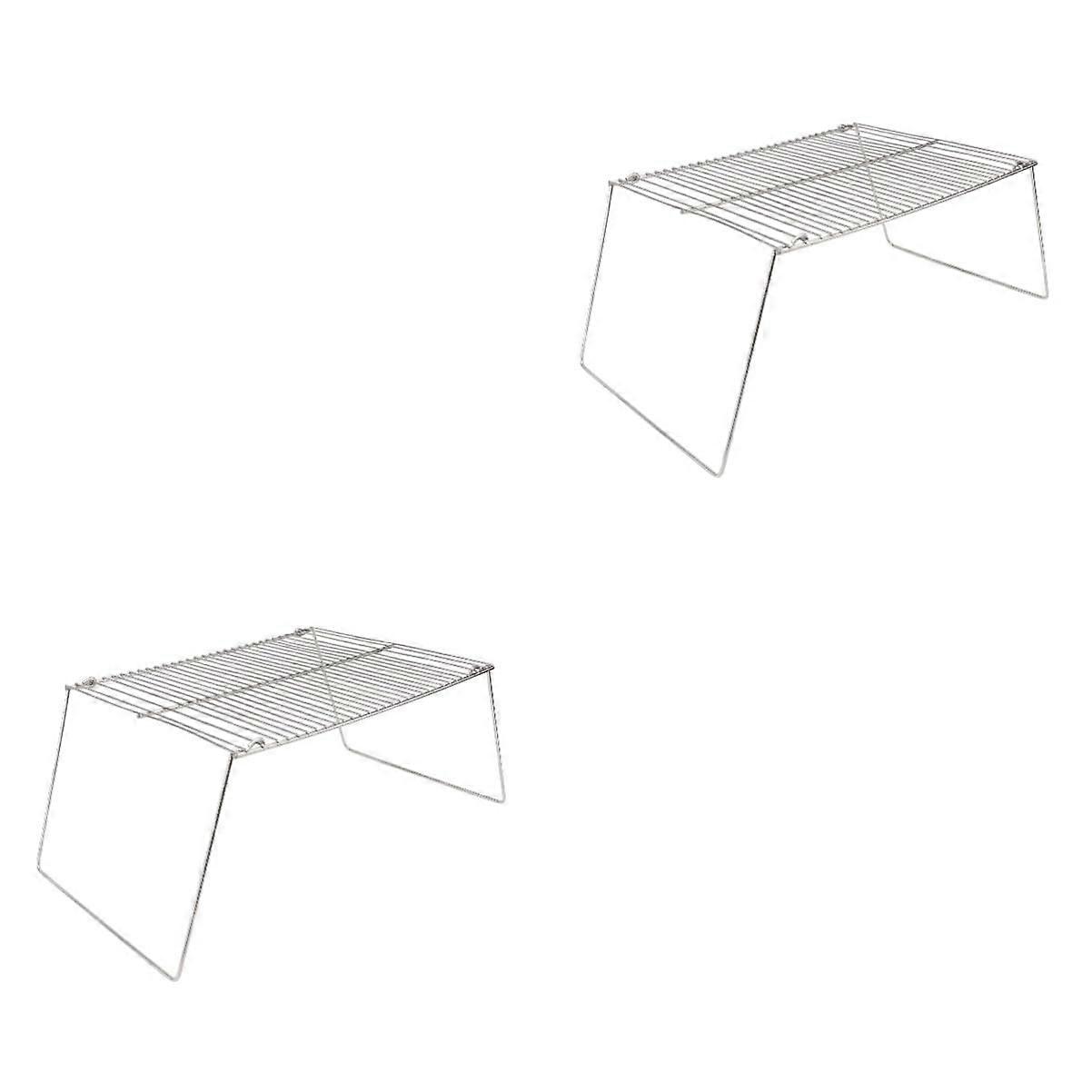 Mini Grill Fish Grill Rack Set of 2 Stainless Steel Oven Grill Basket with Handle Tip for Smoker and Baking Skewers