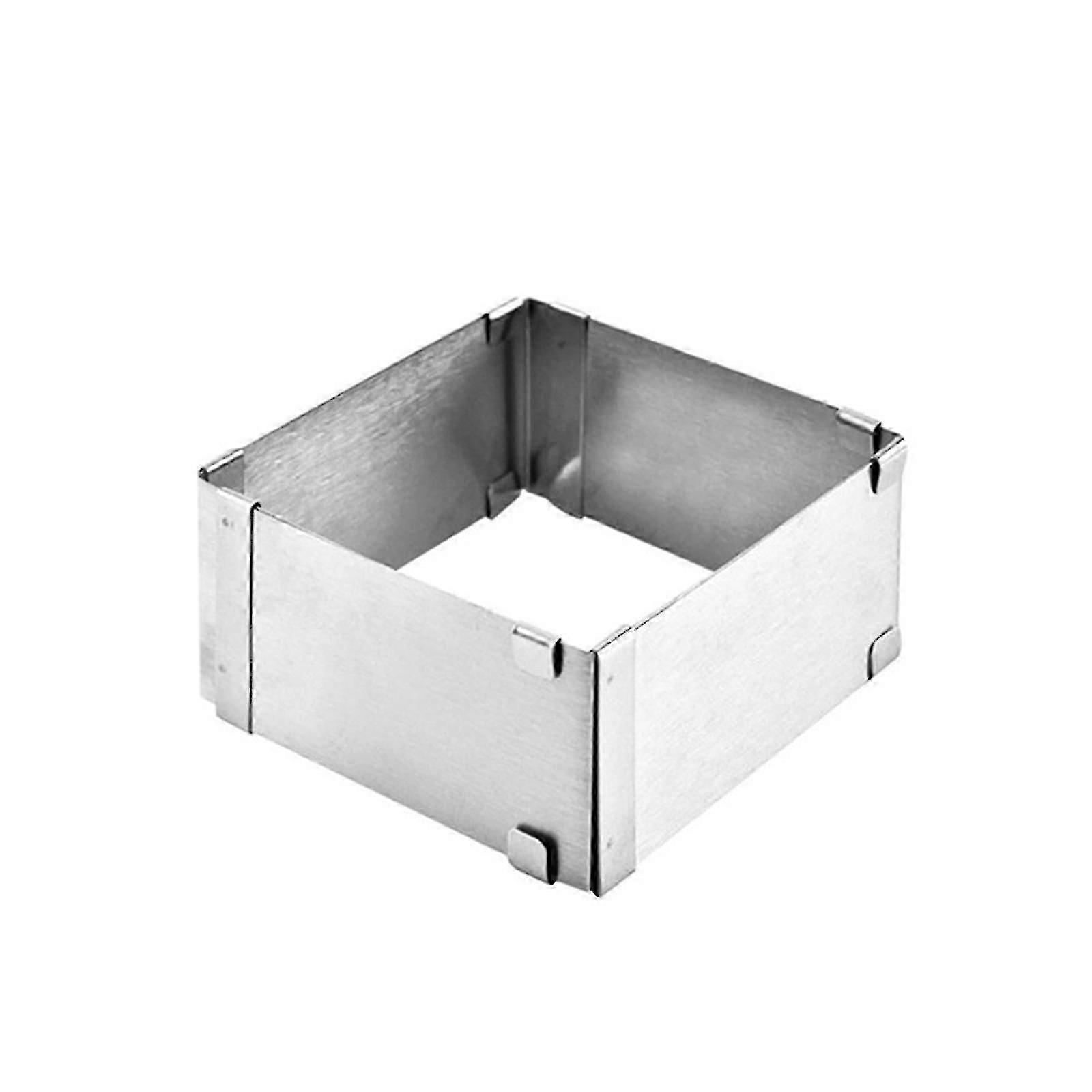 Stor kakering i rustfritt stål, teleskopisk, justerbar, lang, firkantet ring, baking