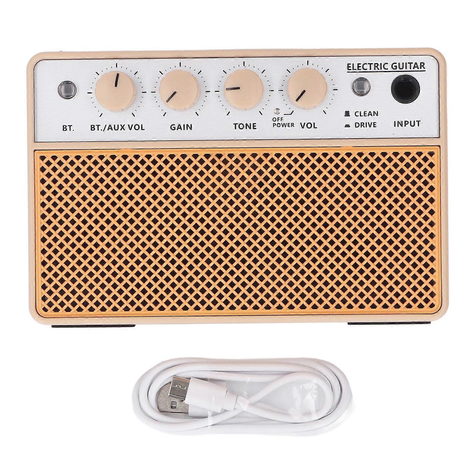 10W Portable Rechargeable Electric Guitar Bass Amplifier with Clean and Drive Channels for Practice and Performance