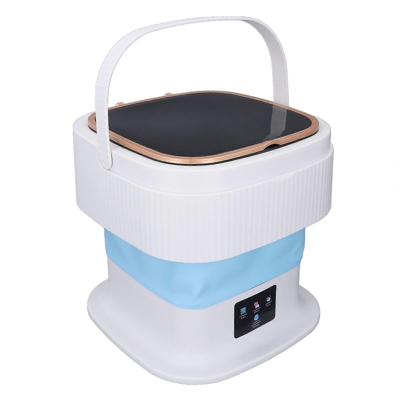 Portable Washing Machine 11.5L Large Capacity 3 Timer Modes Mini Foldable Washer with Drain Hose for Underwear Baby Clothes EU Plug 100-240V Blue