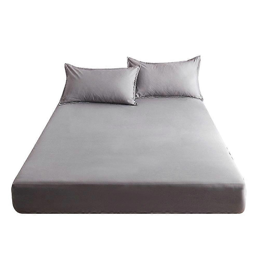 Cotton Fitted Sheet with Elastic Bands Non Adjustable Mattress Covers for Single Double Queen Bed,1