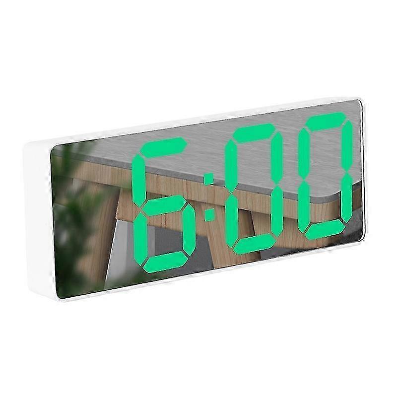 Mirror Bedside Alarm Clock Battery Plug-In Dual-Purpose LED Clock, Colour: Rectangular White Shell (Mirror Green Light) 2025