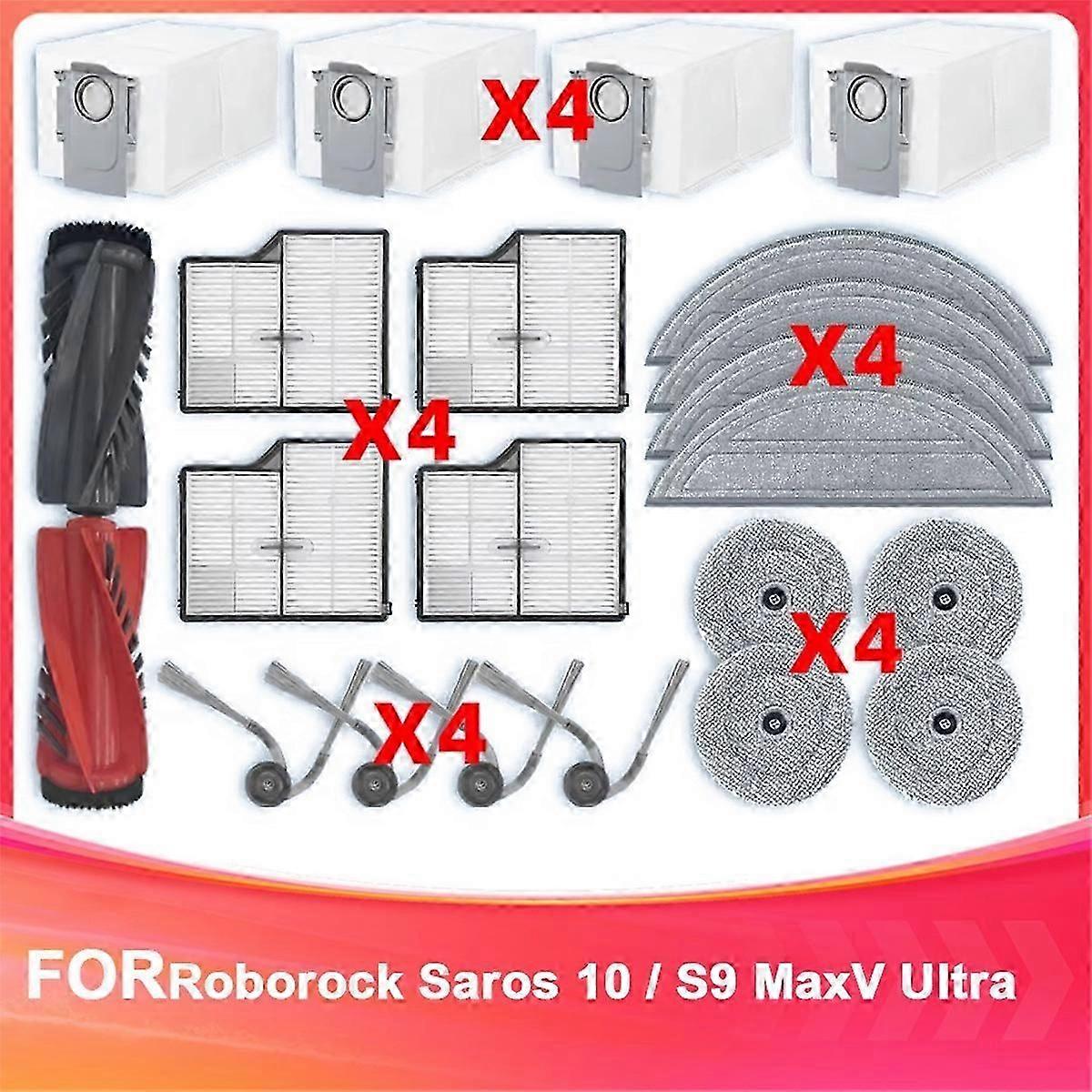 Vacuum Robot Accessories Kit: Main & Side Brushes, HEPA Filter, Mop Pads for Saros 10/S9 MaxV Ultra
