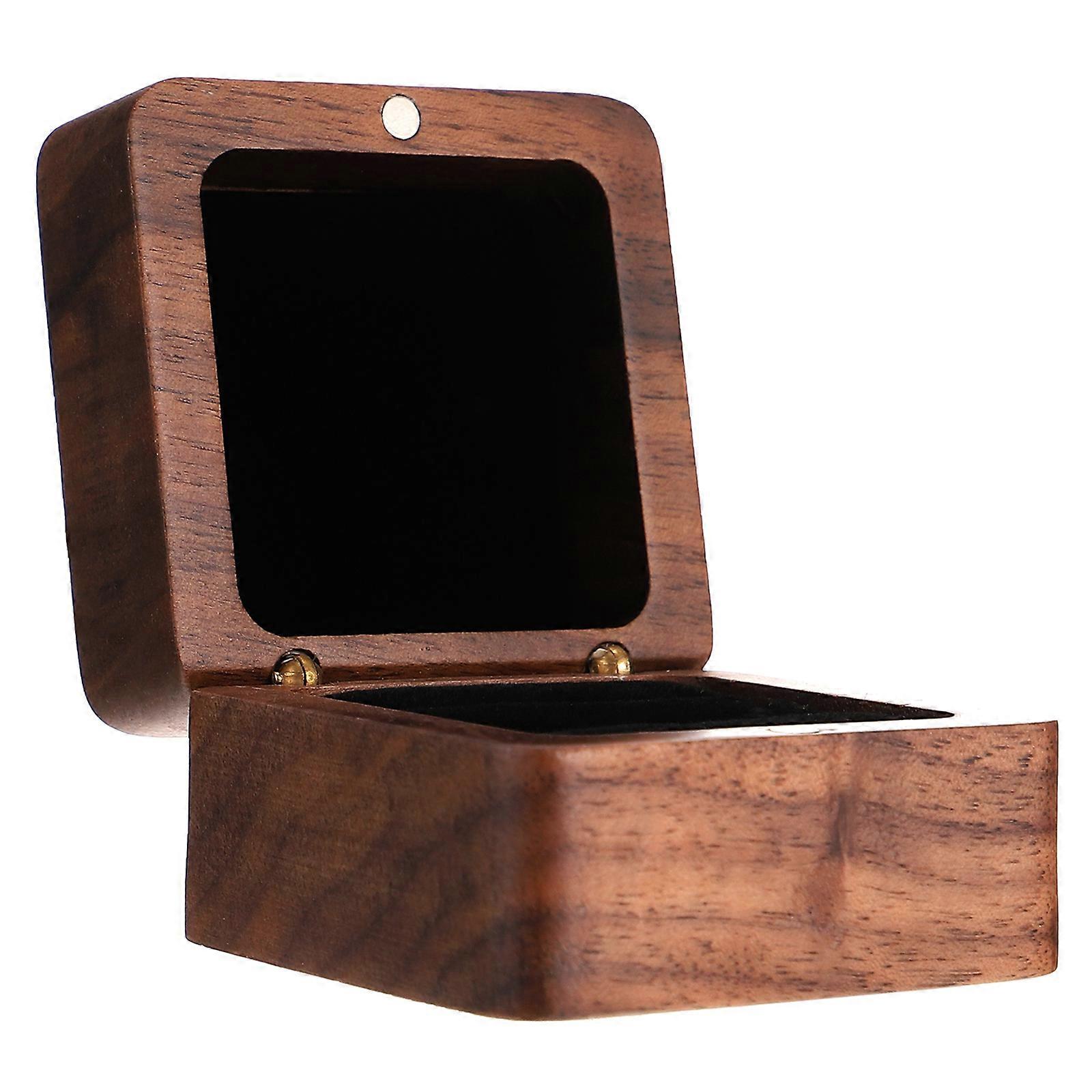 Wooden Ring Box Light Brown Dustproof for Ring Compact Lightweight