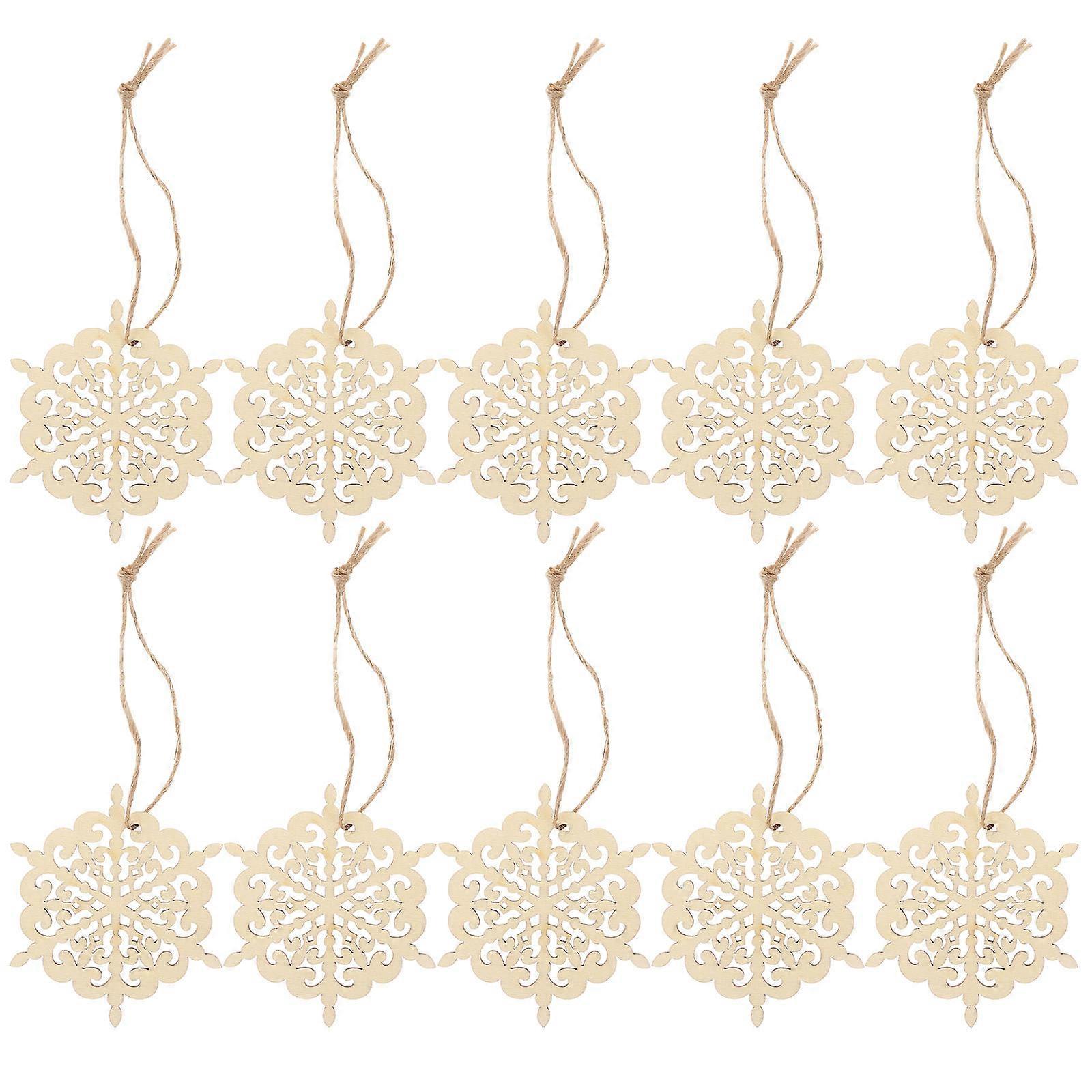Ημιτελής Ξύλο Χειροτεχνία Snowflake Cutouts Φεστιβάλ Ατμόσφαιρα 10Pack