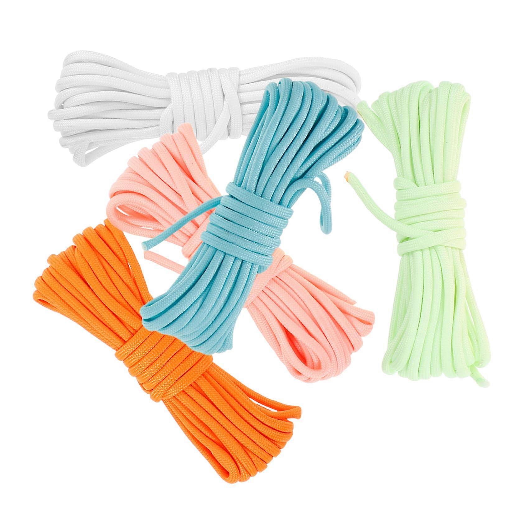 Zeltseil – 5 pieces Safety Rope Made of Polyester – Outdoor Ropes With GlowintheDark Cord