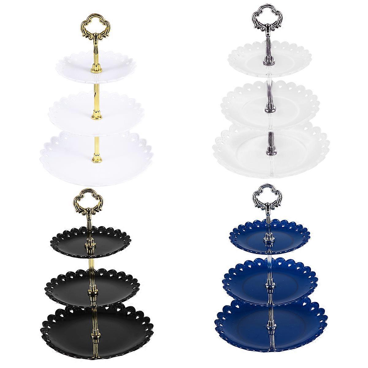 Round Three Layer Cake Display Rack For Kitchen Accessories Birthday Party 22.00X22.00X2.30CM PP Storage 1 Set