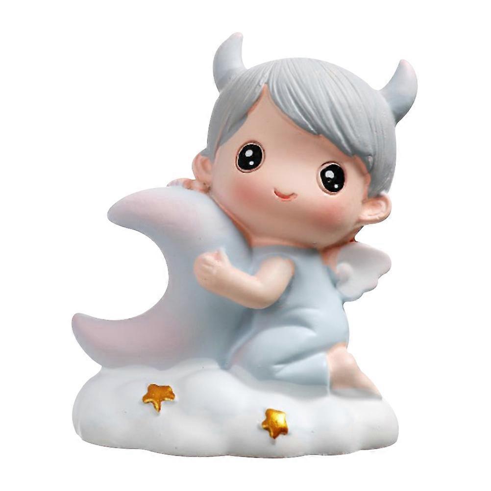 Resin Figurine Decor Moon Shape Delicate Design Home Desktop Decor 1Set