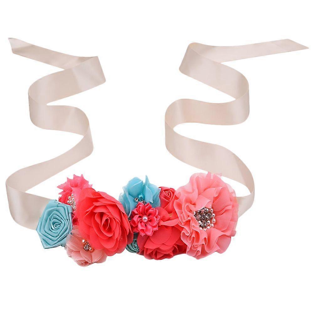 Rhinestone Flower Sash Belt Multi-functional Flower Sash Delicate Flower Sash