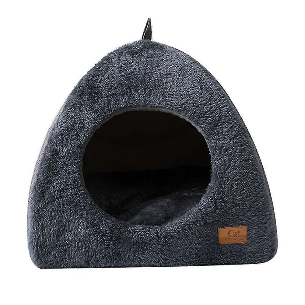 Kitten Bed Cat House Winter Warm Closed Type Pet Nest Plush Sleeping Bed for Cat Kitten Sleeping Dark Grey 38X36X36cm Comfortable Sleeping 1Pcs
