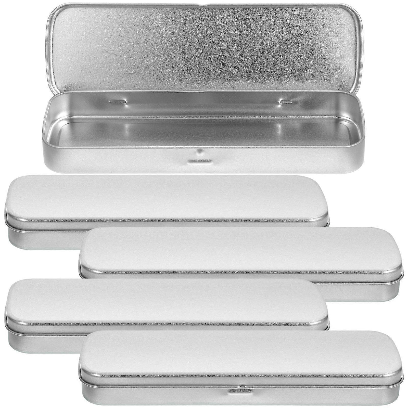 Silver Metal Pencil Case Frosted Iron Tinplate Rektangulär förvaringslåda för pennor, blyertspennor och brevpapper Enkelskiktsdesign för studenter