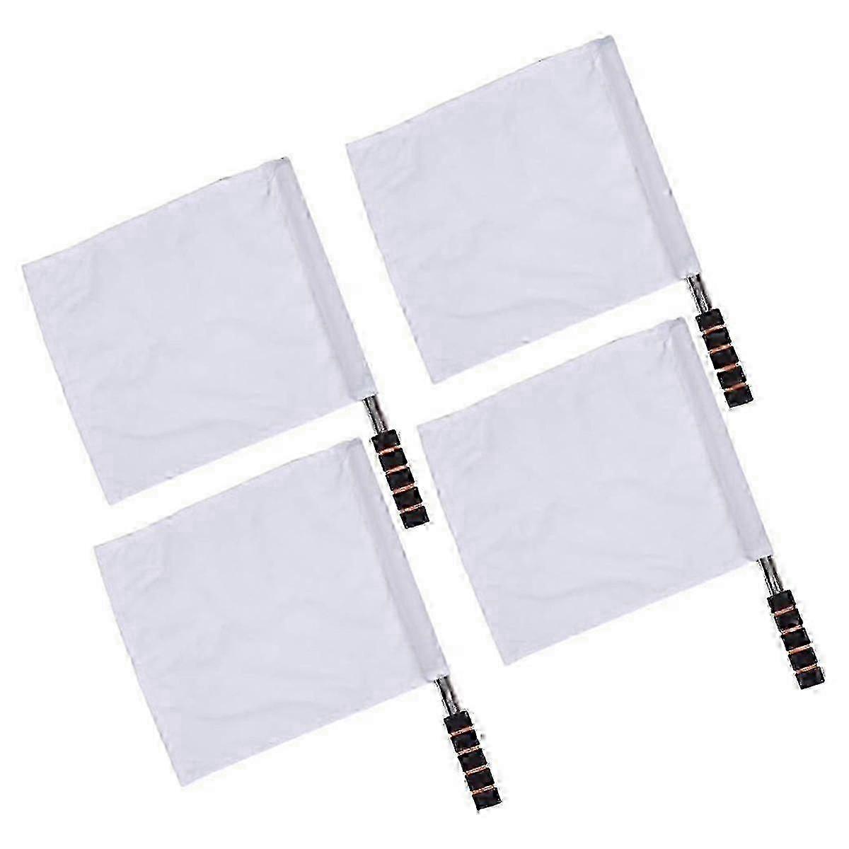 White Sports Referee Flag 4 Pieces Track and Field Event Referee Flag Football Goal Flag Flag Bearer Flag Sponge HandleWhite SZRH
