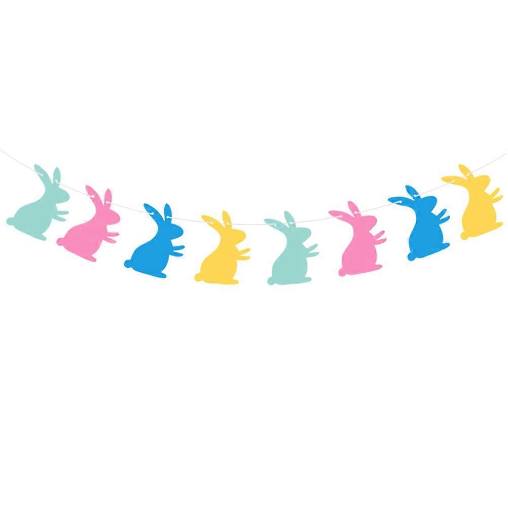 Bunting Banner Easter Party Decorations Assorted Color Rabbit Shape 8Pcs in 1 Set