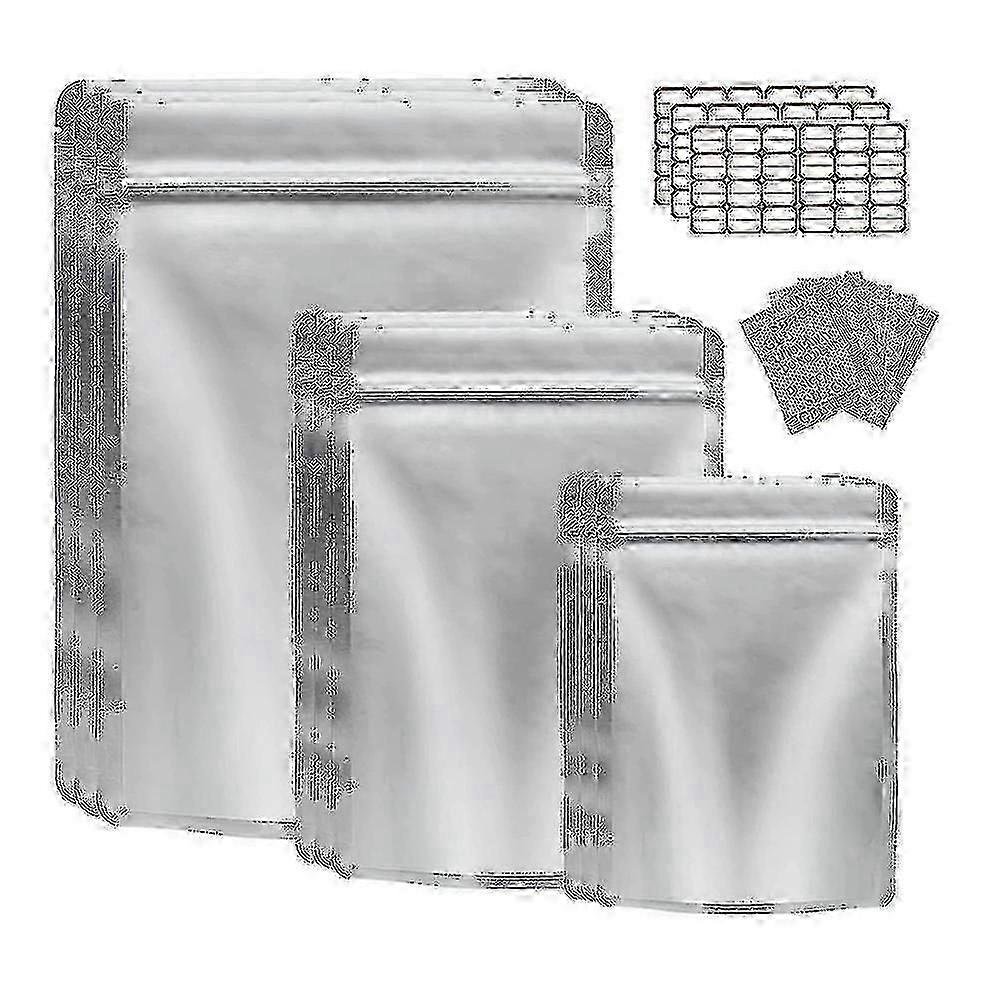Pacote com 50 Sacos de Mylar para Armazenamento de Alimentos com Absorvedor de Oxigênio Reselável Grãos Nozes-