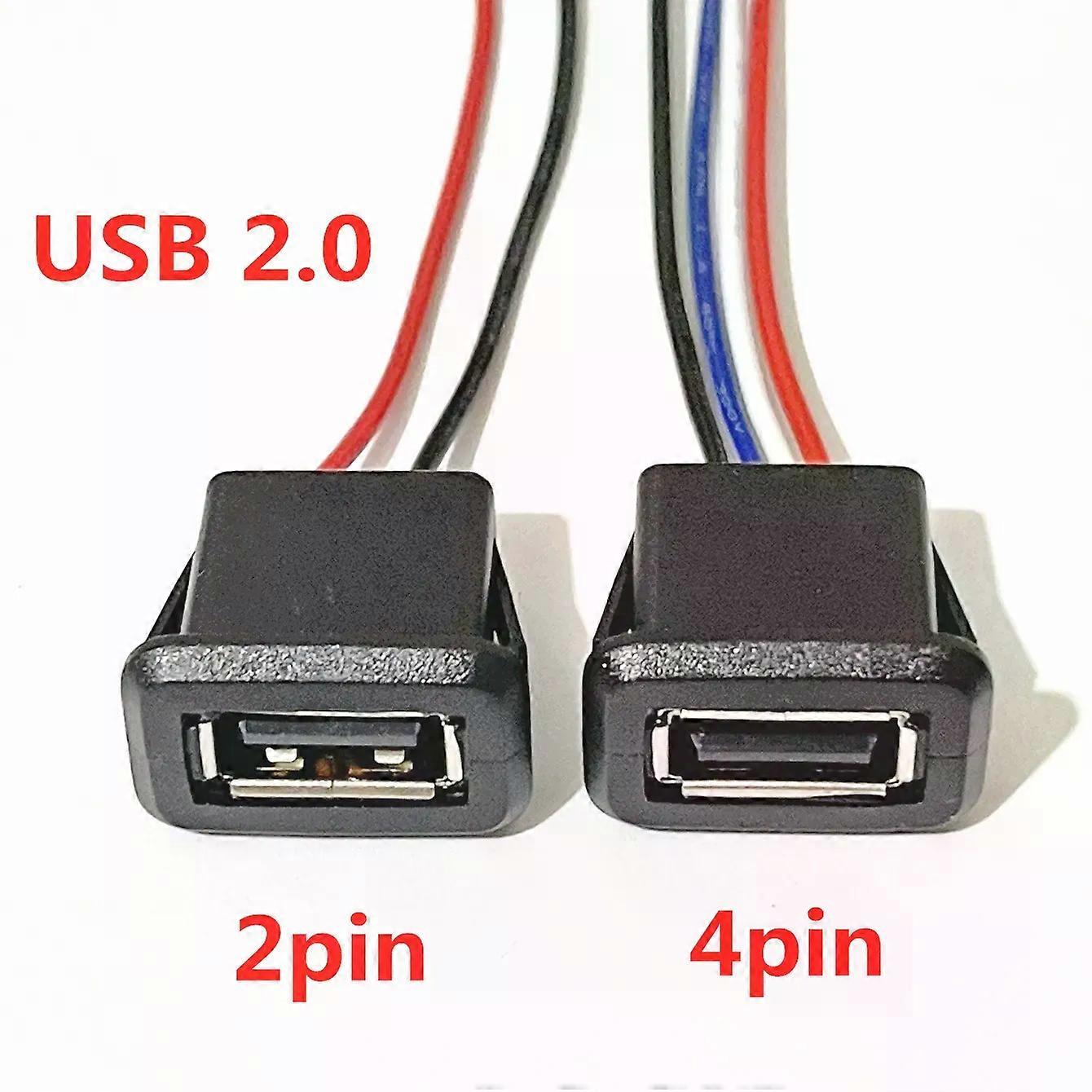 1-10pcs 2Pin 4Pin USB 20 Female Power Jack 2P 4P USB20 Charging Port Connector Data Interface with Cable USB Charger Socket