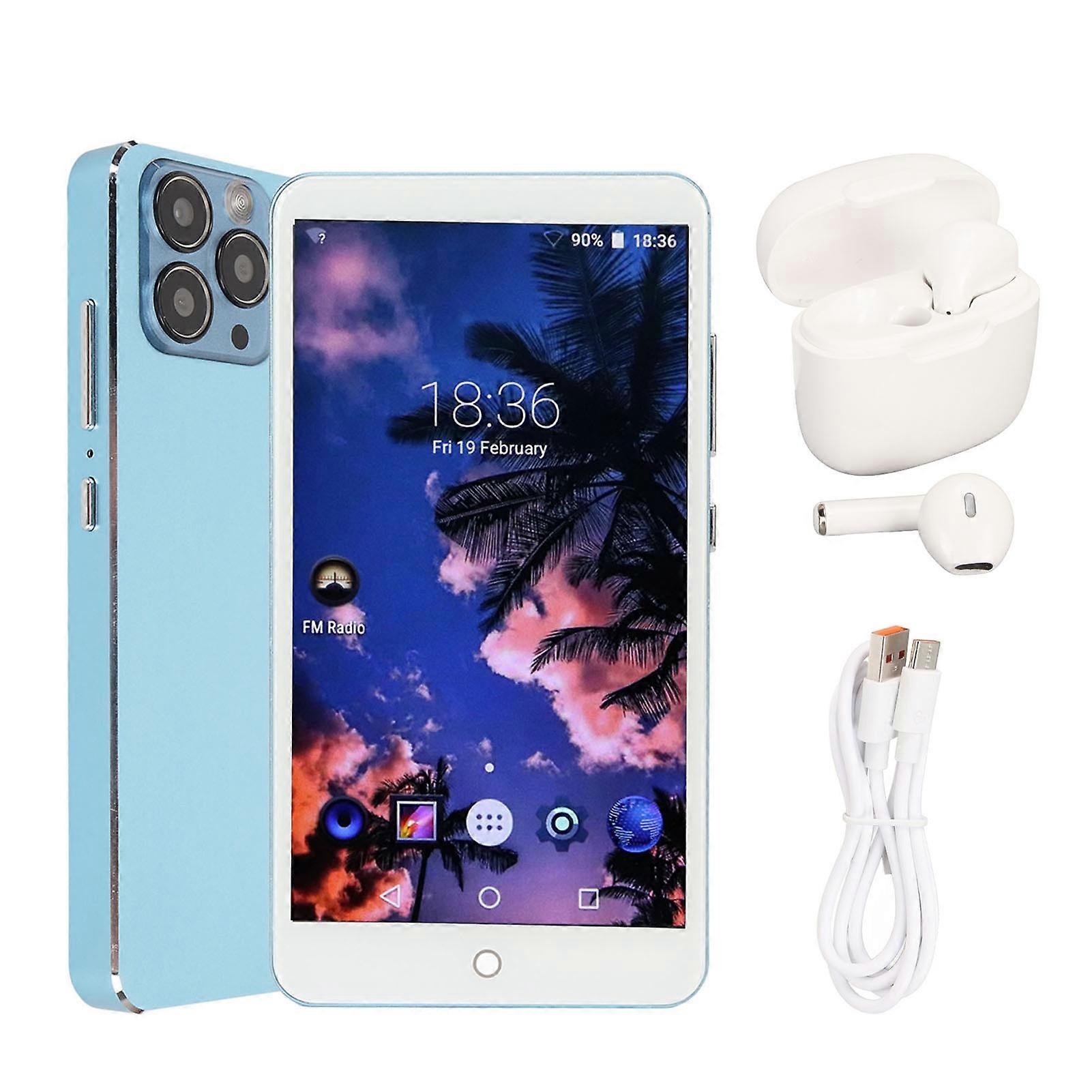 Tragbarer MP4-Player mit Bluetooth und Wi-Fi, HiFi-Sound, 5-Zoll-Touchscreen, Bluetooth-Kopfhörer, Blau