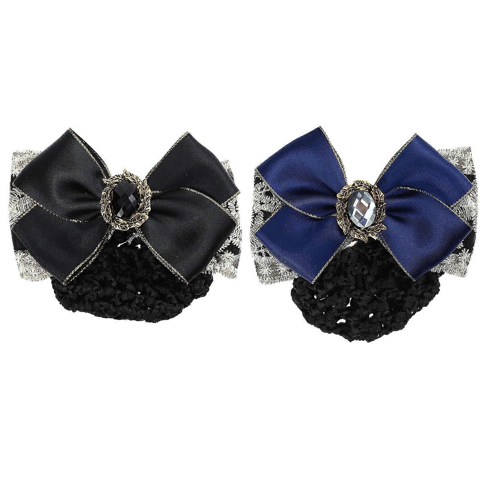 ヘアバンカバー蝶結びネットヘアネット女性ヘアアクセサリー職場11.5x10.5cmリボン素材ヘアアクセサリー2個