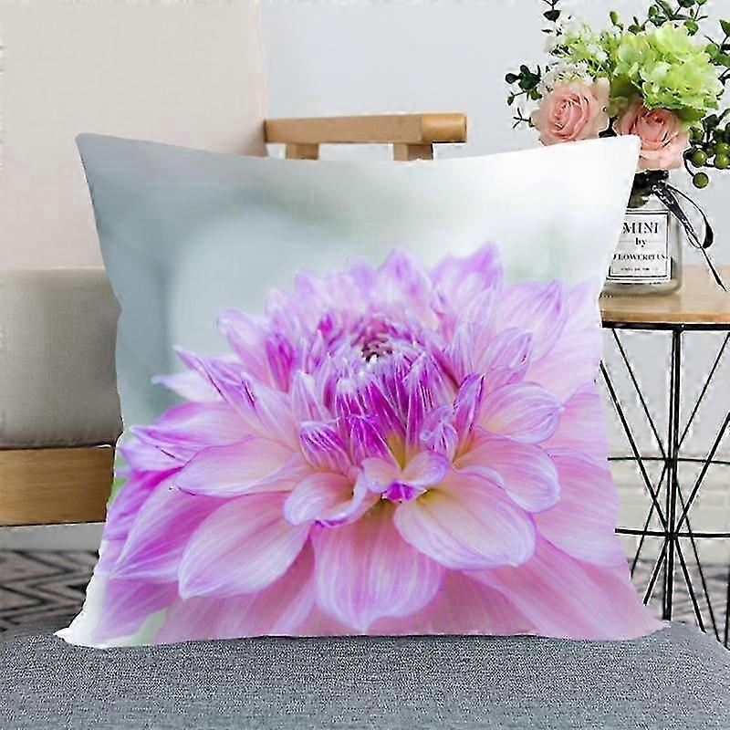 Dahlia Flower Decorative Pillowcase for Bedroom or Home Office, Square Soft Design