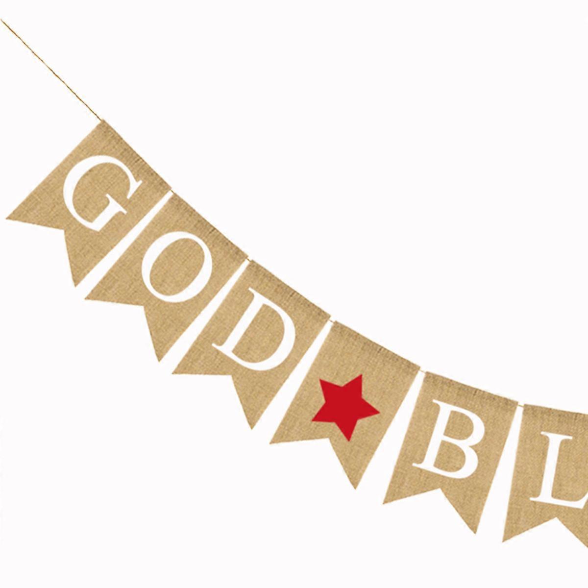 American Decorations Linen Swallowtail Flag Bunting Banner 2.8m Length for Indoor Decoration 1Pack