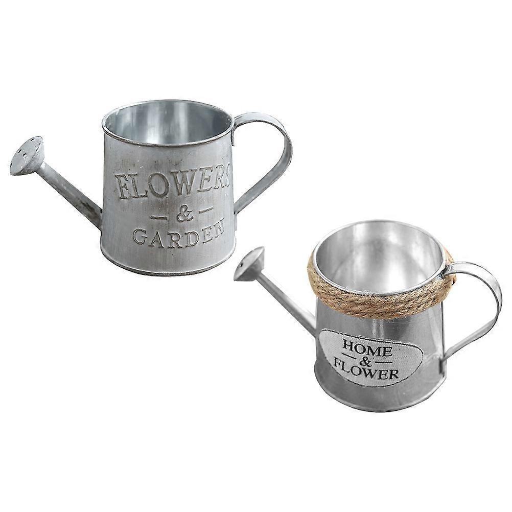 Handle Design Watering Can Iron Bucket Portable for Outdoor 7.47x3.54x3.34inch 2Pcs