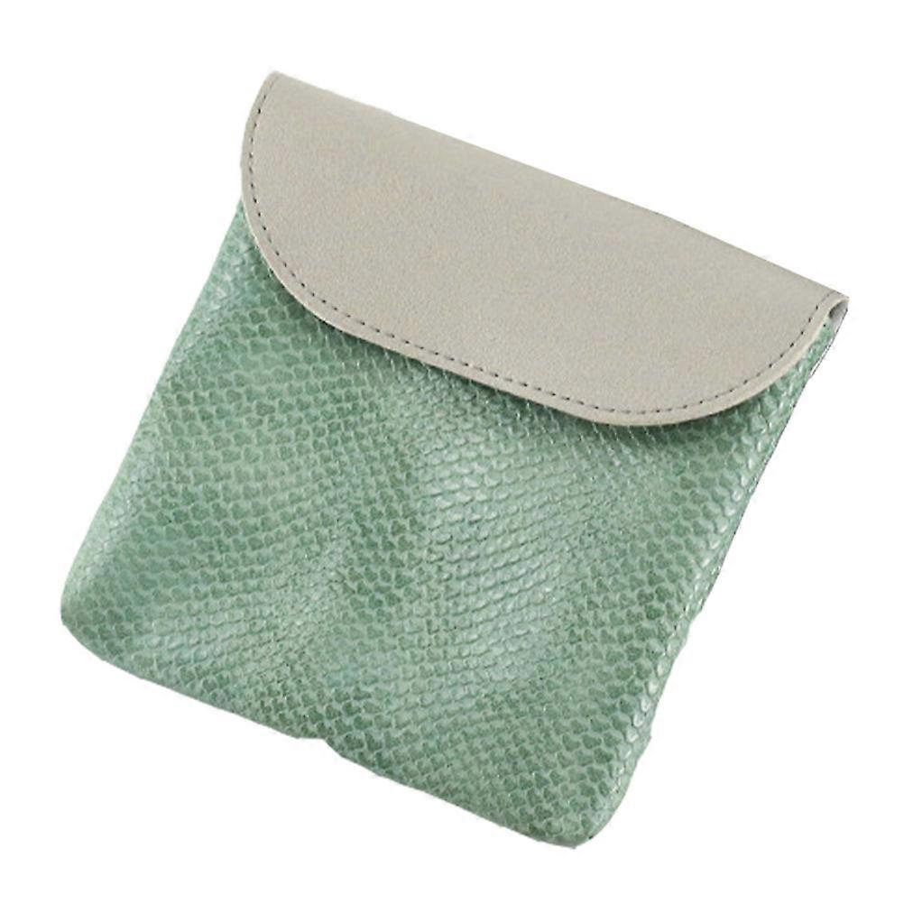 Portable Large Capacity PU Storage Bag for Coins and Small Items Green Snake Print 1 Pc