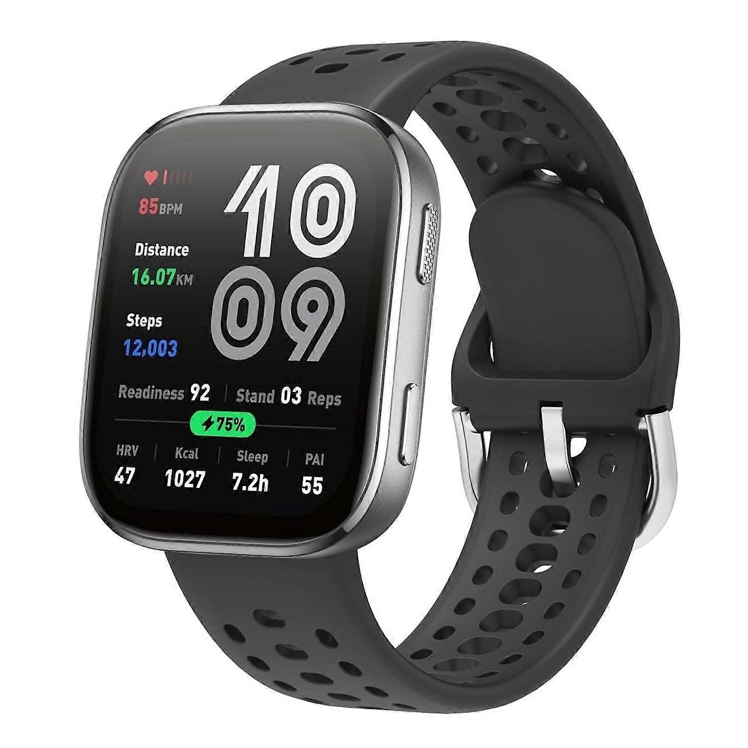 For Amazfit Bip 6 Silicone Design Replacement Smart Watch Strap Black