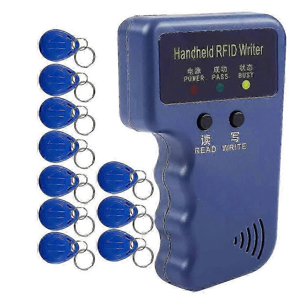 Lettore/scrittore/duplicatore/copiatore RFID portatile da 125 kHz, programmatore/clonatore di carte d'identità aggiornato, con 10 schede riscrivibili.