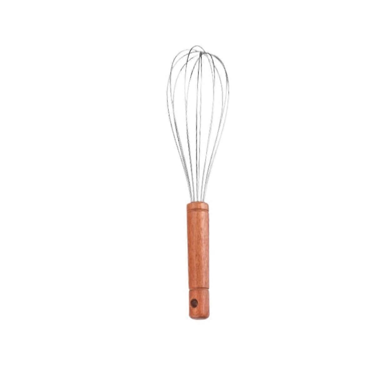 Stainless Steel Egg Beater Whisk with Solid Wood Handle, 35x8cm Manual Mixer for Baking and Whipped Cream Preparation