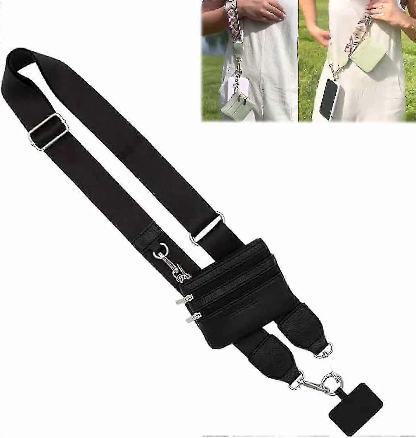 Phone Strap with Zippered Pouch, Clip and Go Strap for Phone, Cross Body Phone String with Zipper Wallet Pouch