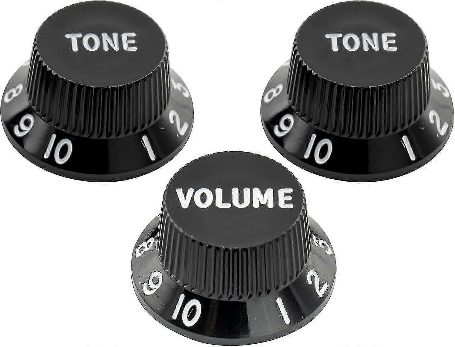 Ultra Universal Fitting Size Strat Knobs 2 Tone 1 Volume Set for Fender Stratocaster ST Style Electric Guitar, Black