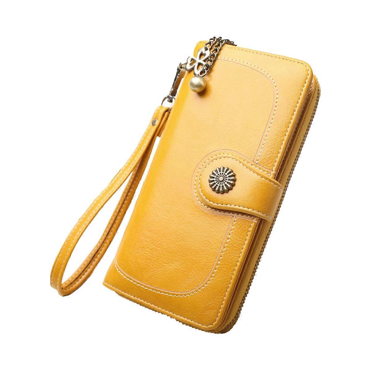 Card Purse For Women Multi-Function Triple-Folded Wallet Oil Wax Pu Leather Bag Zipper Pocket Travel 1Pack