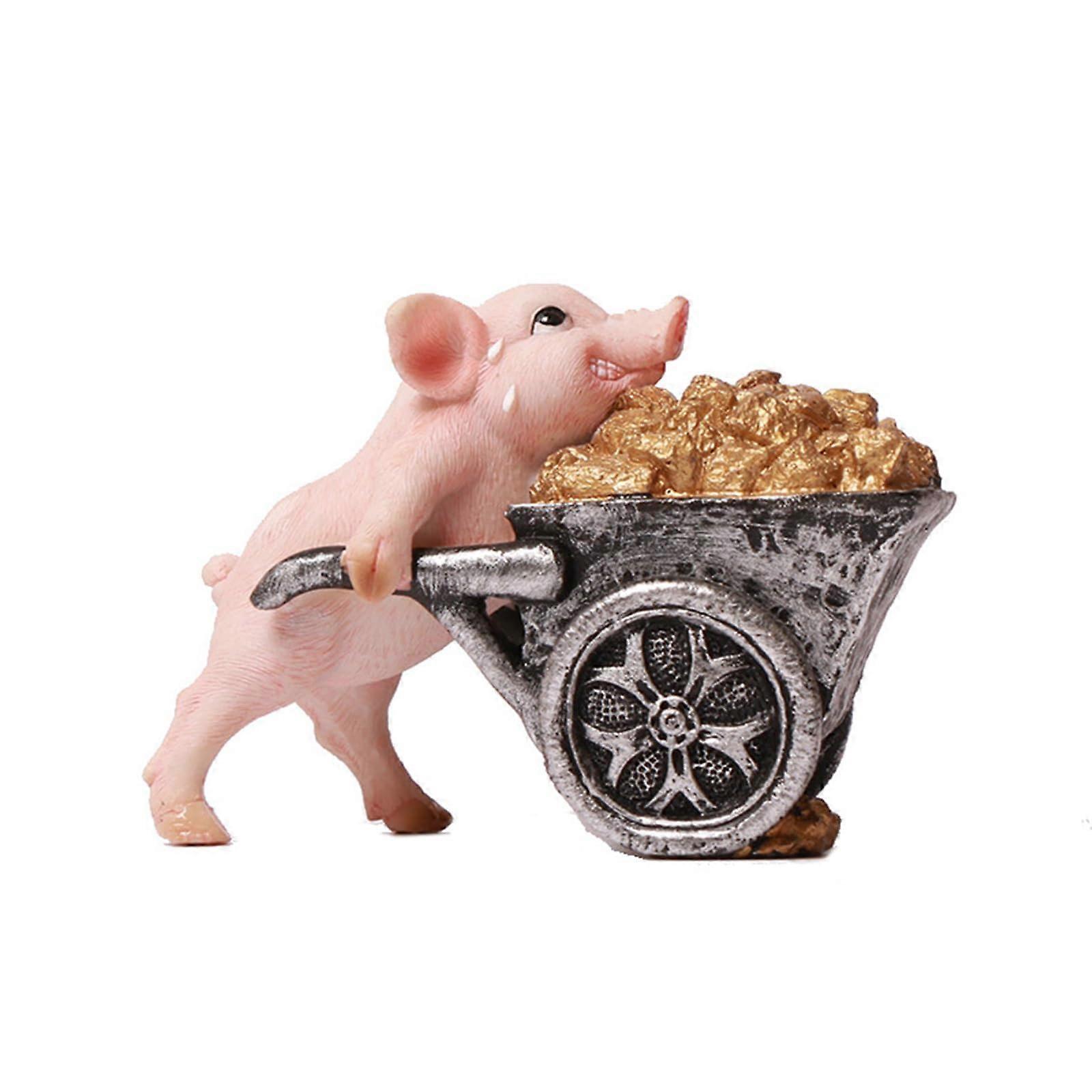 Moving Pig Figurine, Animated Pig Sculpture, Feng Shui Desktop Ornament For Office And Home Desk Decor, Cute Pig Figure