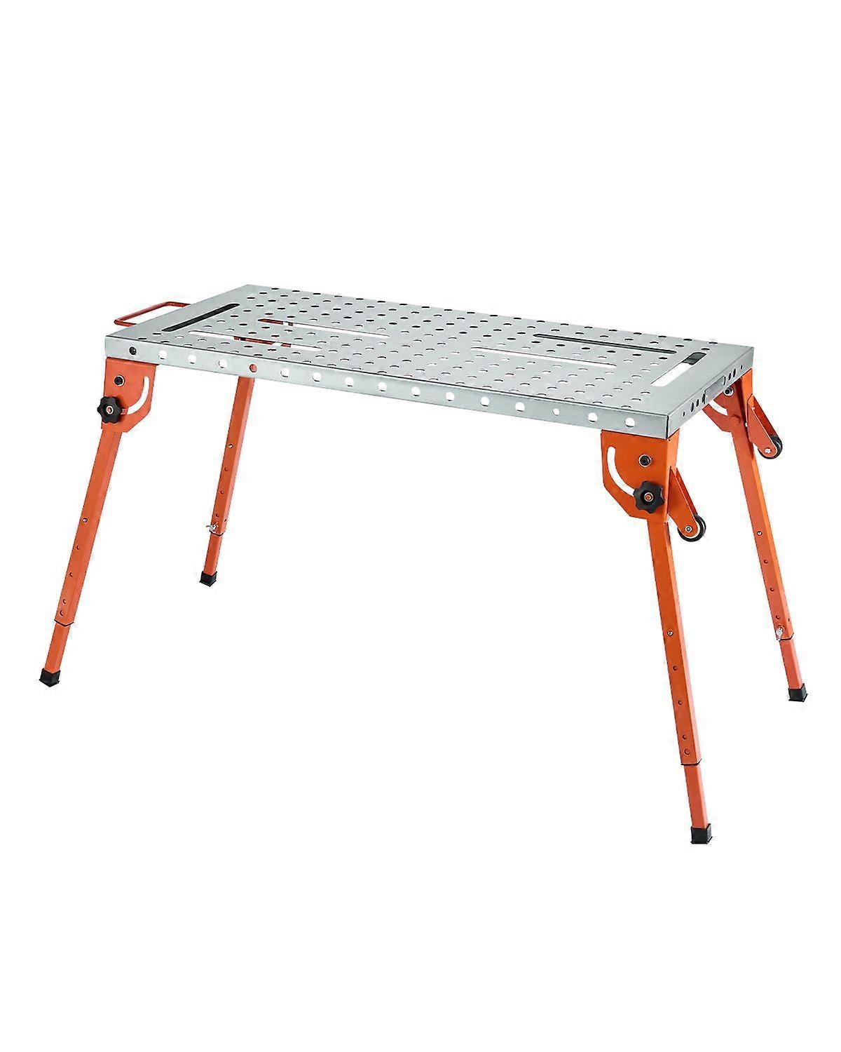 Foldable Welding Table 44" x 21", 500LBS Capacity Welding Workbench with 4-Level Adjustable Height with 6 Tool Slots & 0.63" Fixture Holes