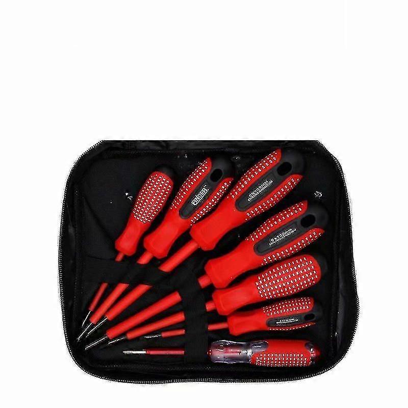 Red And Black Pitted Handle Screwdriver Set