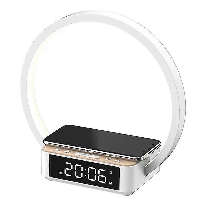 Bedside Lamp, Touch Table Lamp with Wireless Charger, Clock, Alarm, 3 Brightness Levels